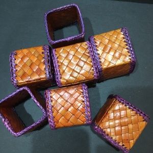 4 napkin rings - woven colorful squares
